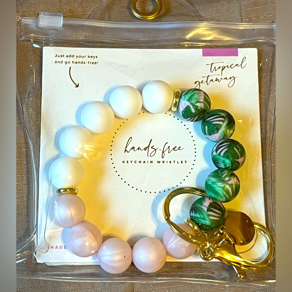 Tropical Getaway Hands-Free Keychain Wristlet NWT